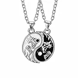 hahawali Yin Yang Collana Collana Matching Tai Chi Ciondolo Collana Amicizia Coppia Collo Catena Catena Catena Clavicola per I Migliori Amici 2pcs Yin Yang Ciondolo per Coppie