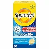 Supradyn Ricarica 50+ Integratore Multivitaminico Completo Vitamine e Minerali con Vitamina B12, C, D, Zinco per Stanchezza Fisica e Concentrazione dai 50 Anni, 30 Compresse Effervescenti