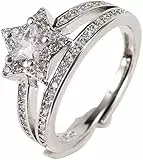 GANMFOYC Anello da donna Anello da donna regolabile con meteorite d'argento Anello con zirconi Anello da donna Anello regolabile con serpente Gioielli da donna, Confezione regalo (A)