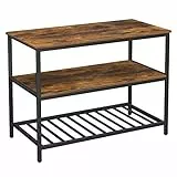 VASAGLE Isola da Cucina con Ampio Piano di Lavoro, Scaffale a 3 Livelli, Struttura in Acciaio, 60 x 120 x 90 cm, Stile Industriale, Facile da Montare, Marrone Vintage e Nero KKI01BX