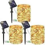 Bitjam【3 Pezzi】Luci Esterno, 51M 450LED Catena Luminosa 8 modalità Energia Solare Impermeabili Filo di Rame Lucine decorazioni giardino,Natale,Patio,Matrimonio,Festa