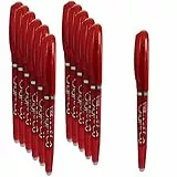 Confezione 12x Penna Cancellabile Stop&Go By DynaSun con Inchiostro Gel Rosso Tratto 0.7mm Alta Qualità, Scrittura Scorrevole, Impugnatura Antiscivolo e Doppia Gomma Cancellabile