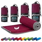 Fit-Flip Asciugamani microfibra – 18 colori, varie misure – Telo in microfibra – il perfetto asciugamano da palestra, asciugamano da viaggio e asciugamano fitness (50x110cm vino rosso - bordo grigio)
