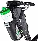 ROCKBROS Borsa da Sella Bici Impermeabile, Borsello Sottosella per MTB Bicicletta, con Tasca Porta Borraccia, Strisce Riflettenti, Fanalino Appendibile, Grande capacità 1L, Accessori Bici
