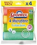Spontex Microfibre x4, Panni Multiuso Colorati in Microfibra Tessile, 4 pezzi