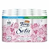 Foxy Seta | Carta igienica 200 strappi x 48 rotoli, 2 veli elevato spessore | Confezione riciclabile prodotta con plastica riciclata