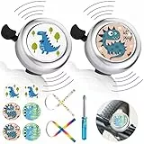 2 Pezzi Campanello Bici Campanello Bici Bambino con Adesivi Dinosauro (6 Pezzi) Accessori Bicicletta Unisex Teen Kids Si Adattano alla Maggior Parte dei Manubri con Viti Regolabili