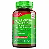 Aceto di Sidro di Mele Complex - 60 capsule vegan - Integratore alimentare Aceto di Mele, Dosaggio giornaliero 1033 mg - Con Pepe di Caienna, Curcuma e Radice di Zenzero - Prodotto da Nutravita