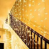 UISEBRT 10m LED Luci Stringa - 400 LED Lucine Led bianca calda con 8 Modelli, IP44 impermeabile Tenda Luminosa per Decorazioni Interni e Esterni, Natale, Halloween, Party, Garden