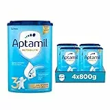 APTAMIL Nutribiotik 3 - Latte di Crescita in Polvere per Bambini dai 12 mesi - Confezione da 3200 grammi (4 confezioni da 800g)