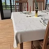 Soleil d'ocre Luxury Tovaglia anti macchia rettangolare, 150 x 300 cm, bianco