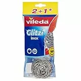 Vileda Glitzi Paglietta a Spirale 2+1, Inox, 3 Pezzi, Confezione da 4