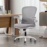 DYHOME Sedia da Ufficio Ergonomica, Sedia da Scrivania, Sedia Braccioli Pieghevoli 90° Sedia Girevole Poltrona Regolabile in Altezza, Seduta e Schienale in Rete Respirante, per Ufficio Studio (Grigio)