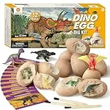 Morkka Kit di Scavo di Uova di Dinosauro 12 Pezzi, Scopri 12 Diversi Dinosauri, Giocattolo Festa di Pasqua STEM Giocattoli Educativi di Apprendimento per 6,7,8,9 Anni Ragazzi Ragazze Bambini Regalo