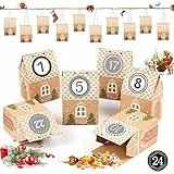 Bluelves Calendario Dell'avvento Casette, 24 Avvento Calendario Avvento da Riempire, Calendario dell’avvento Scatole, Calendario dell'Avvento DIY Scatole Carta, Calendario avvento 2023 per Natale