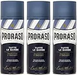 Proraso - Confezione da 3 schiuma da barba Proraso Blue Shaving Foam, 400 ml