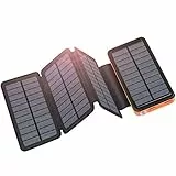 A ADDTOP Caricabatterie Solare 25000mAh Portabile Power Bank con USB-C Porte Batteria Esterna con 4 Pannello