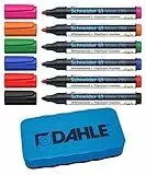 Schneider Maxx 290 - Pennarello per lavagne bianche e lavagna a fogli mobili, punta tonda, spessore del tratto: 2-3 mm, cancellabile a secco senza residui, scatola con 6 colori + cancellatore per