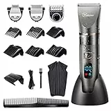 Hatteker Tagliacapelli Uomo Tagliatrice Professionale Capelli Taglierina Barbiere Barba Elettrica Trimmer e Precisione Impermeabile