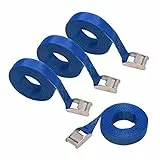 Amazon Basics - Cinghie di fissaggio, lunghezza 2.5 m, larghezza 25 mm, capacità di carico 150 kg, colore blu (confezione da 4)