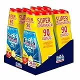 Finish Powergel Detersivo Lavastoviglie al Limone, Gel Lavastoviglie, 360 Lavaggi, 12 confezioni da 30 Lavaggi di Liquido Lavastoviglie