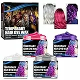 Cynamus Cera Colorante Capell, Colore Capelli Temporaneo Crema, DIY Styling Colorazione Cera per Acconciature per Uomini e Donne Adatta a Cosplay, Feste in Maschera, Halloween,4 Colori