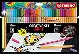 Creative Set STABILO ARTY - STABILO point 88 & Pen 68 - Astuccio da 36 - Colori assortiti - 17 fineliner point 88, 19 pennarelli Pen 68