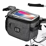 CHENEVER Borsa da Manubrio con Adattatore per Manubrio, Impermeabile, Borsa per Manubrio della Bicicletta, Con Tasca in Rete, Touchscreen, Borsa per Cestino da Bicicletta per Mountain Bike