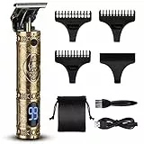 Moulei Tagliatrice Capelli Trimmer, Barbiere Barba Elettrica Trimmer e Precisione Impermeabile con 3 Pettini, T-Blade 0mm Rasoio per Capellie Uomo con Display a LED