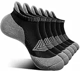 KEMISANT Calzini Donna 6 Paia, Calzini Sportivi Calze Corsa Cuscino Completo con Linguetta sul Tallone(6coppie-Nero/Grigio Scuro3320-39-42)