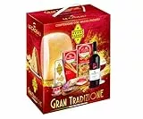 LE CADEAU | Confezione Regalo 'Gran Tradizione', Confezione Alimentare Natalizia con Vino, Grana Padano, Pasta, Sugo alla Contadina, Granelli e Salame, Idea Regalo Natale