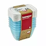keeeper Set da 6 Contenitori per Congelare Alimenti, Coperchio Scrivibile, 6 x 250 ml, 10,5 x 7,5 x 6 cm, Mia Polar, Blu ghiaccio Trasparente