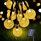 flintronic Catena Luminosa Solare, 11M 60LED Luce Stringa Solare, Calda Bianca Cristallo Globo IP65 Impermeabili e 8 Modalità Illuminazione per Natale, Giardino,Matrimonio,Festa [Energetica A+++]