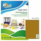 Tico Italia GL4-210297 Etichette adesive in carta oro, formato etichetta 210 x 297mm, 1 etichetta per foglio, adesivo permanente, confezione 100ff