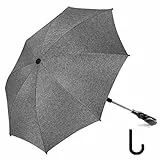 Ombrellino Parasole Universale per Passeggino e Carrozzina 73cm Diametro Protezione Anti UV 50+ con Un Manico per Ombrello - Grigio