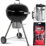 MasterCook - Barbecue 57cm a carbonella con ruote. OMAGGIO Accenditore e bricchette Weber 8 Kg. BBQ Compatto portatile