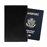 FINTIE Porta Passaporto - Ultra Sottile Di Peso Leggero in Similpelle Custodia passaporto, sicurezza blocca RFID, Nero
