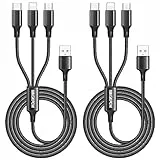NINGKPOW Multi Cavo di Ricarica [2Pezzi, 1.2M], 3 in 1 Multiplo Cavetto Micro USB Tipo C Nylon Intrecciato Cavo Ricarica Multiplo per Samsung S21/S20/S10/S9/S8, Huawei P40/P30, LG, OnePlus - Nero