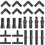 Kalolary Kit Raccordi Irrigazione a Goccia 100 Pezzi Kit Connettori Irrigazione a Goccia Tubi 16PE, 20 Tee, 20 Gomiti, 20 Giunti, 20 Tappi Terminali, 20 Punte Diritte, Forniture da Giardino per Prato