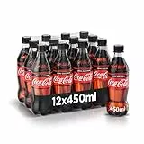 Coca-Cola Zero Zuccheri – 12 Bottiglie da 450 ml, Tutto il Gusto della Formula Coca-Cola Senza Calorie, in Bottiglia PET 100% Riciclabile, Bevanda Analcolica con Edulcoranti