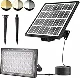 CLY 30W Faretto Solare da Esterno, Faro LED Esterno con Pannello Solare Impermeabile IP66, Proiettore Solare LED con 32 Leds ad Alta/Bassa Luminosità Lampade Solari per Giardino, 2700/4000/6000K
