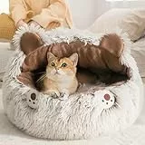 Lettino per gatti, cuccia per gatti, cuccia per cani e gatti, Grotta per gatti, cesta per gatti Letto per Gatti Morbido in Peluche con cuscino interno rimovibile, morbida, lavabile(Orso 50 cm)