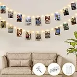 Kolpop Luci Per Foto, 5M 50LED Decorative Per Camere Filo Con Mollette 30 Clip Appendi Foto da Interno Per Matrimonio Compleanno Bianca Caldo