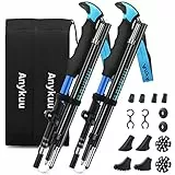 Anykuu Bastoni Trekking Bastone da Trekking 2 Pezzi Nordic Walking Bastoncini Pieghevoli 110-130cm Antiurto e Sistema di Blocco Rapido Ultraleggero per Zaini da Campeggio
