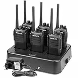 Retevis RT21 Walkie Talkie Professionali, Ricetrasmittenti Lunga Distanza con Base Ricarica a 6 Slot, 16 Canali, VOX, Squelch, Walkie-Talkie Ricaricabile per Sicurezza, Scuola (Nero, 6 Pezzi)
