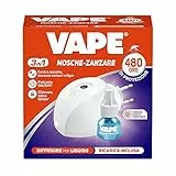 Vape Diffusore Elettrico Liquido Giorno/Notte per Mosche e Zanzare comuni e tigre, Durata 480 Ore, ricarica inclusa