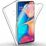 AROYI Custodia rigida in silicone con protezione a 360 gradi e morbido frontale in TPU per Samsung Galaxy A20e chiaro