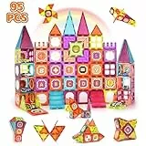Gavgroom Costruzioni Magnetiche per Bambini 95 pezzi con 10 Macchinine, Adesivi e Puzzle Blocchi Magnetici per Bambini Giochi di Costruzione Educativi Migliori regali per Bambini di 3+ anni