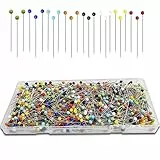 Urmspst Spilli da Sarta, 600 Pcs Spille Dritti, 38mm Spille da Cucire con Testa di Vetro a Sfera Colorata per Tessuto, Gioielli Fai da Te, Progetti di Artigianato e Cucito (Colorato)