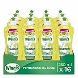 Winni's - Additivo Brillantante Lavastoviglie Ipoallergenico, con Estratto di Limone Bio, Contro Residui e Macchie, con Materie Prime di Origine Vegetale, 250 ml x 16 Confezioni